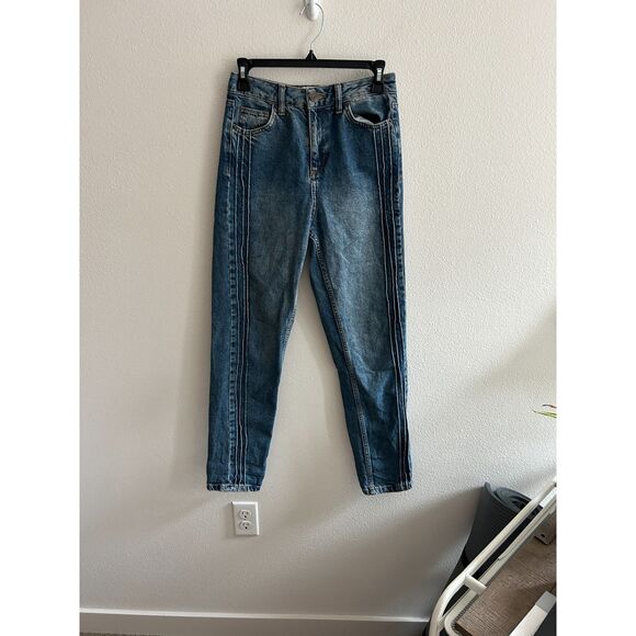 BDG Textured Stripe Mom Blue Jeans Size 25 - Picture 2 of 7